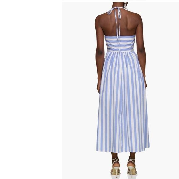 Avec les filles striped blue white cotton blend halter french chic midi size 8 - Picture 3 of 13